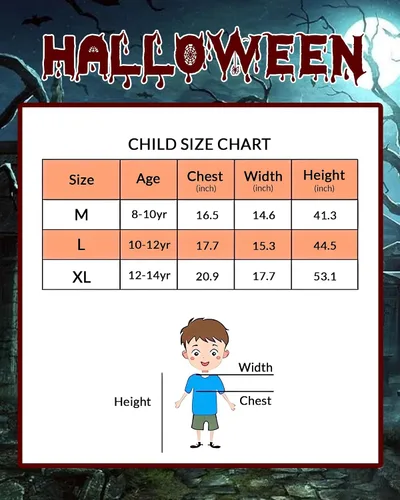 Vista 6 de Disfraz de la parca para niños, disfraces de Halloween aterradores con ojos rojos iluminados en la oscuridad para niños y niñas