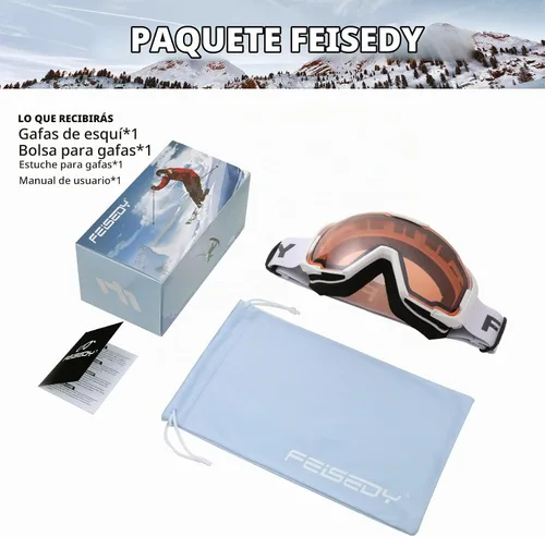 Vista 8 de FEISEDY Ski Goggles, OTG Snow Sport Goggles for Men, Women & Youth B2961 Naranja Vlt 53%
