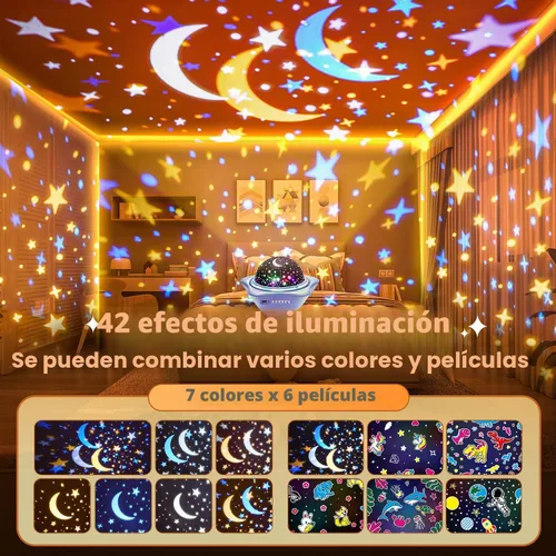 Vista 2 de Luz nocturna para niños, proyector de luz nocturna para bebé, luces nocturnas para dormitorio, proyector de estrellas, luces de estrella