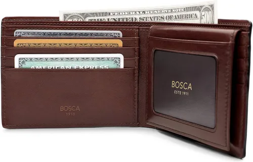 Vista 4 de Bosca Cartera de piel de crédito para hombre con pasaporte de identificación
