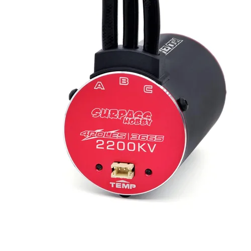Vista 3 de Surpass RC Motor supersónico sin escobillas 3665 2200kv 4 polos y sensor de temperatura integrado motor y puerto de sensor para 1/10 vehículo RC