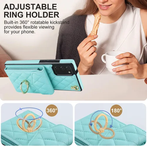 Vista 5 de Asuwish Funda de teléfono para Samsung Galaxy Note 20 5G con protector de pantalla de vidrio templado y correa para la muñeca, anillo con bloqueo