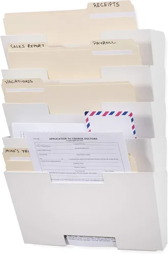 Vista 8 de Colgador para pared, diseño con texto File Conjunto de 5, Negro