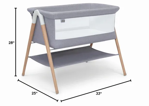 Vista 15 de Delta Children Simmons Kids Koi by The Bed Moisés con malla transpirable y patas de madera de haya natural, gris paloma