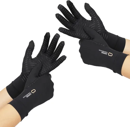 Vista 9 de Copper Compression Guantes de dedo completo para artritis - Agarres de palma - Puntas de pantalla táctil - Soporte de compresión para túnel