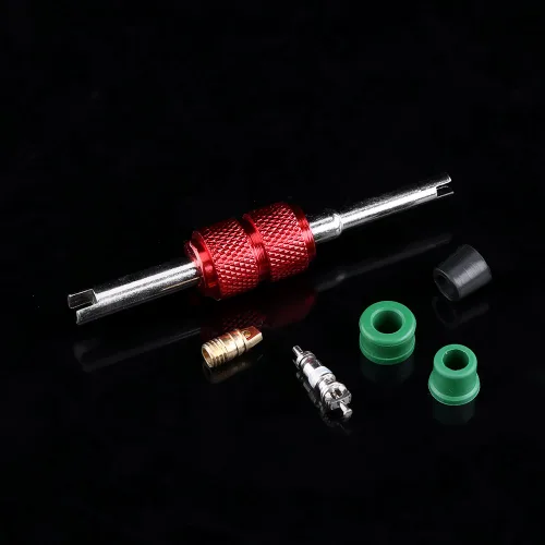 Vista 4 de ASHATA Kit de reparación de aire acondicionado de CA 71 piezas, kit de válvula Schrader de CA con herramienta de extracción e instalación, 10