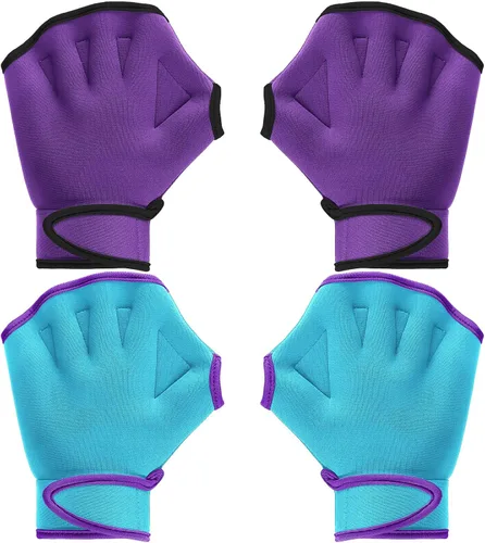 Vista 16 de Sumind - 2 pares de guantes de natación para mujeres y hombres, guantes de neopreno con malla para aeróbicos acuáticos, ejercicio de piscina, Negro
