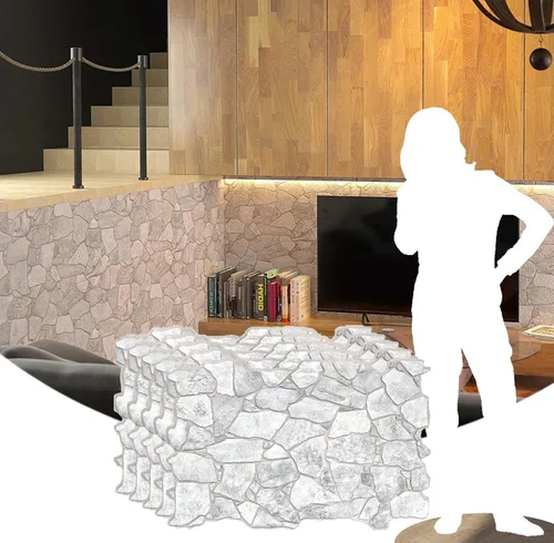 Vista 20 de Dundee Deco Paneles de pared 3D de piedra sintética de PVC marrón, 3.2 pies x 2.1 pies (98cm x 63cm), paquete de 10, decoración de paneles de pared