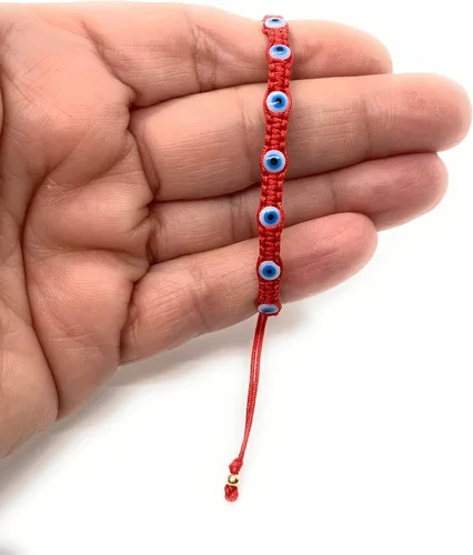 Vista 7 de Protectective - Pulsera delicada de mal de ojos para mujer, ajustable, de cuerda roja, regalo perfecto de San Valentín (mujer, 7.26), Algodón, sin