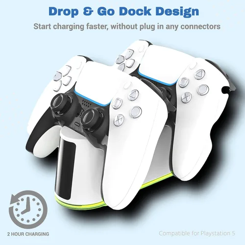 Vista 3 de PS5 Charging Dock wFast 3A USB-C Power & RGB Base