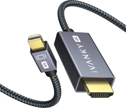Vista 9 de IVANKY - Cable Mini DisplayPort a HDMI 4K de 10 pies, 4K a 30 Hz Thunderbolt a HDMI [Alum Shell/Nylon Braided/Optimal Chip Solution], Mini DP to
