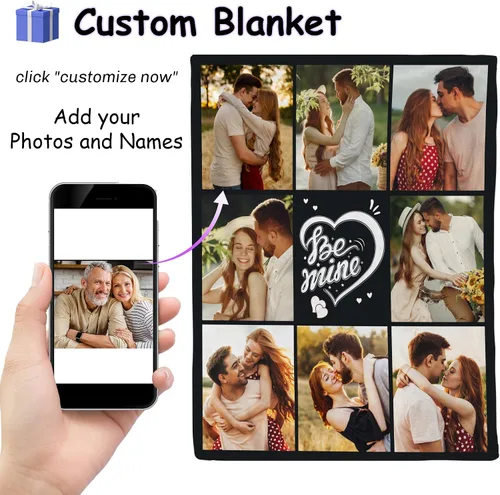 Vista 2 de Manta con fotos personalizada para novio, regalos del día de San Valentín, manta de fotos personalizada, regalos de novio de novia, regalos del día