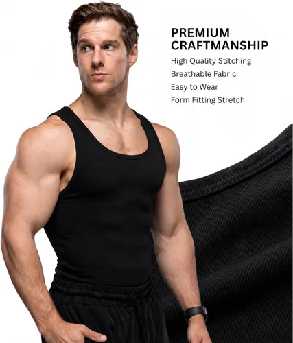Vista 3 de Ekkovision Lifestyle Beaters, camisetas sin mangas para hombre, algodón y elastano, ajuste regular, tela acanalada