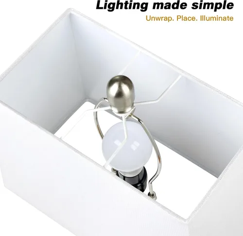 Vista 7 de Lámparas de mesa costeras de 28 pulgadas para sala de estar, lámparas de noche con luz nocturna, puertos USB A+C, moderna concha de mar