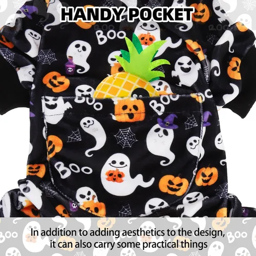 Vista 4 de PUPTECK - Pijamas de forro polar suave para perros pequeños y medianos, mono para perros, suéteres para cachorros, ropa de mascotas, mono de Negro