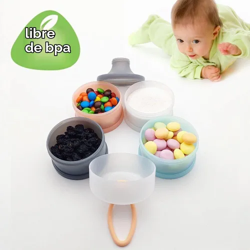 Vista 3 de Dispensador de fórmula para bebés, Contenedor de fórmula, Libre de BPA, 4 capas, Contenedor de almacenamiento de viaje para alimentación del bebé