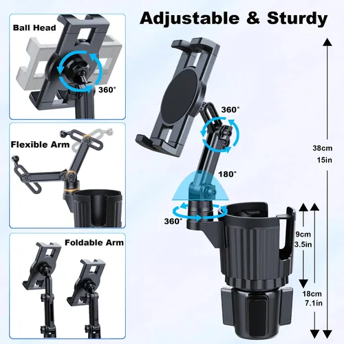 Vista 4 de Soporte para tablet con brazo ajustable para tablet iPhone de 3 a 11 pulgadas, iPad Pro Air Mini, Fire, iPhone 15, Galaxy S24 Z Fold 5