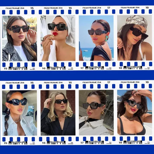 Vista 2 de VANLINKER Gafas de sol rectangulares de ojo de gato de moda para mujer y hombre, marco estrecho de lujo, gafas de sol de moda VL9762