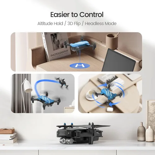Vista 5 de DEERC D20 - Mini dron con cámara y control remoto, control por voz, selfi gestual, control de altitud, control de gravedad, inicio con un botón