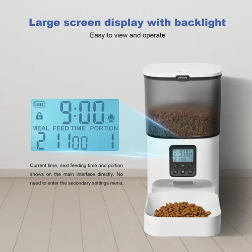Vista 9 de Comedero automático para gatos, dispensador de alimentos Blanco