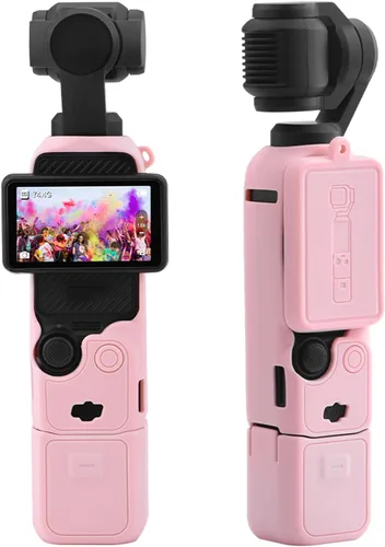 Vista 2 de Funda protectora de silicona para DJI Osmo Pocket 3 Funda de silicona Funda protectora Gimbal de mano Accesorios de cámara de acción (rosa)