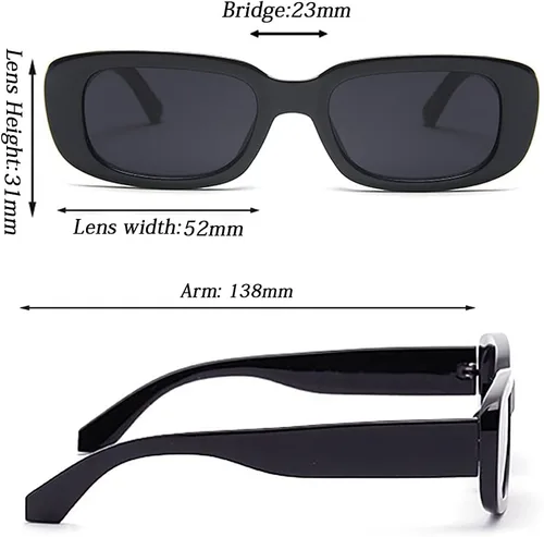 Vista 7 de Tskestvy Paquete de 2 lentes de sol rectangulares cuadrados para mujeres y hombres, Y2K retro a la moda, vintage, de los años 90, bonita estética