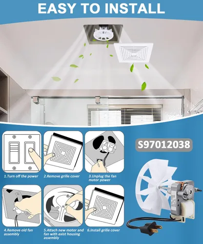 Vista 7 de WKZO S97012038 Motor de ventilador de ventilación de baño y ventilador de techo Kit de motores eléctricos de repuesto para Nu-Tone Br-oan 659 662
