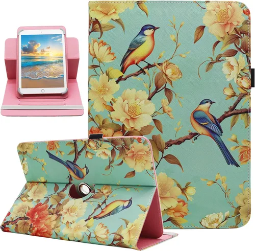 Vista 27 de Funda universal para tablet Android de 10 y 10.1 pulgadas, Dluggs de piel sintética con rotación de 360 grados, soporte multiángulo