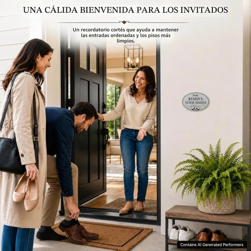 Vista 4 de CARGEN Letrero con texto en inglés «Please Remove Your Shoes – Paquete de 2
