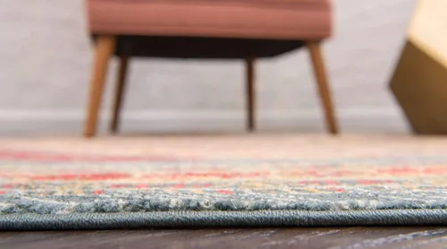 Vista 4 de Nomad Tapete contemporáneo de con estampado moderno tribal., Polipropileno, Azul