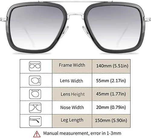 Vista 3 de Tony Stark - Paquete de 3 lentes de sol para hombres y mujeres, estilo aviador, marco de metal cuadrado, lentes de araña para hombre