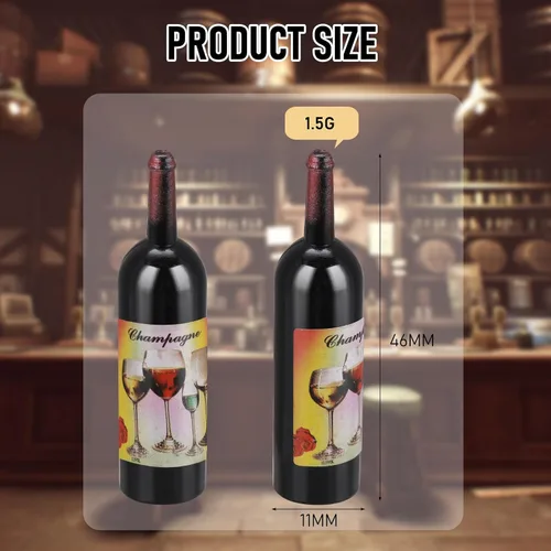 Vista 4 de simarro 10 botellas de vino para casa de muñecas, botella de champán, mini botellas de vino tinto Exhibición de ventana modelo de botellas