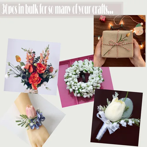 Vista 6 de Tulipán artificial de 30 piezas de flores de tacto real para la decoración del hogar de la boda centro de mesa Champán