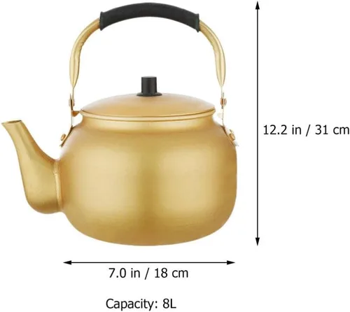 Vista 2 de Hervidor de té de aluminio para estufa, tetera clásica con base universal, tetera de 8 litros/34 onzas