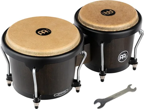 Vista 8 de Meinl Percussion HB100SNT-M bongós de madera natural de 6 3/4 y 8 pulgadas, Natural Bongos profesionales de madera duradera para adultos con llave