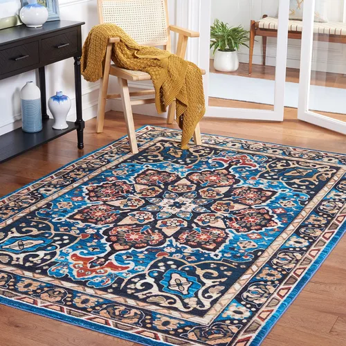Vista 24 de SAFAVIEH Riviera Collection - Alfombra lavable de 2 pies 2 pulgadas x 9 pies, beige y carbón, antideslizante y fácil de limpiar, ideal para sala