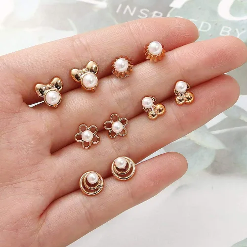 Vista 2 de Juego de 100 pareslote de aretes de cristal geométricos de flores de frutas coloridas para mujeres y niñas, aretes de plástico, regalos de joyería
