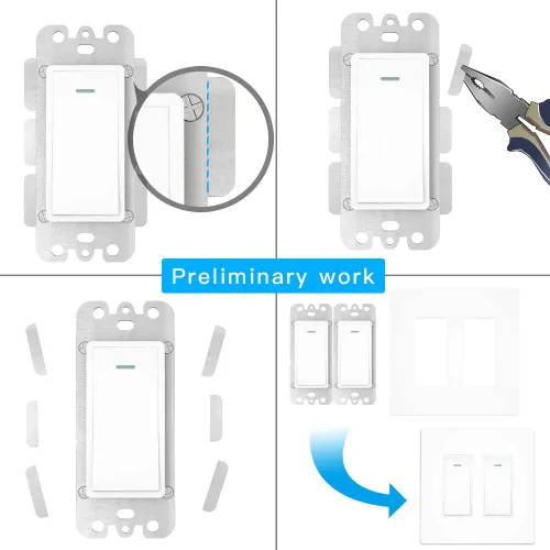 Vista 4 de Interruptor de luz de pared inteligente WiFi, función de sincronización para caja de interruptores de 1/2/3 bandas funciona con Alexa Google Home