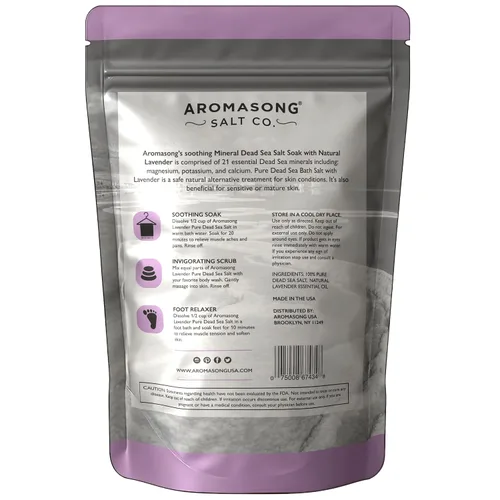 Vista 8 de Aromasong Sal pura cruda del mar muerto para remojar con lavanda 100% natural, 2.43 libras, sal de baño de spa de grano fino, exfoliante de lavado