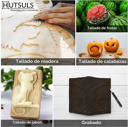 Vista 4 de Hutsuls Juego de herramientas de tallado de madera, fácil de usar, 12 piezas de mini cincel de madera para principiantes, kit de tallado de madera