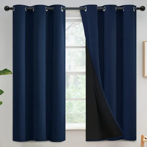 Vista 44 de Yakamok Cortinas negras, cortinas de ventana con aislamiento térmico y eficiencia energética para dormitorio, cortinas opacas completas y cortinas