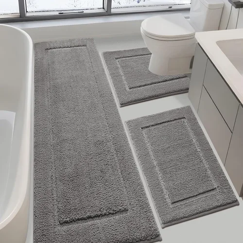 Vista 37 de IM HOME Tapetes de baño, felpa ultra suave, de microfibra esponjosa, absorbente, parte trasera antideslizante, lavable a máquina, tapetes para suelo