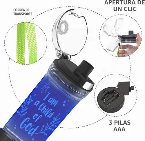 Vista 7 de CoolGift Mart Botella de agua iluminada con diseño "Soy un niño de Dios", taza de bebida de 14 onzas, sin BPA, regalo de bautismo ideal