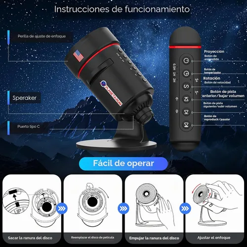 Vista 5 de [Ruido blanco] Proyector de galaxia, 28 sonidos relajantes máquina de sonido con proyector de estrellas, proyector de planetario espacial