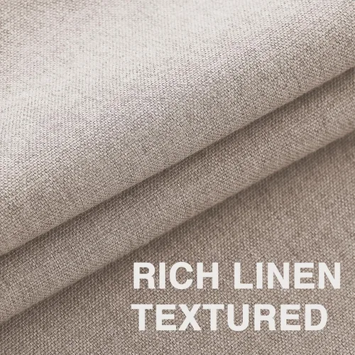 Vista 2 de FantasDecor Cortina de lino natural de 84 pulgadas de largo para dormitorio, sala de estar, bolsillo para barra, cortinas con aislamiento térmico