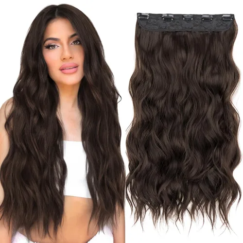 Vista 11 de S-noilite Extensiones de cabello de una pieza con clip, color rubio balayage de 18 pulgadas, en forma de U, extensiones de cabello de trama de una