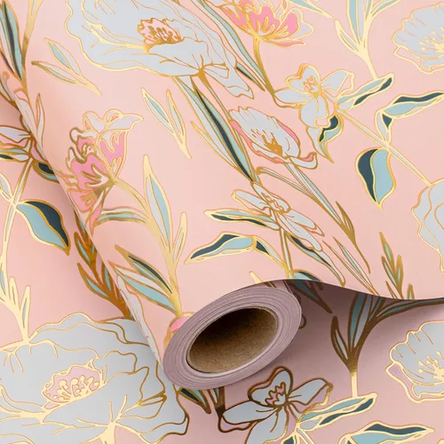 Vista 9 de Merture Rollo de Papel de Regalo con Rosas de Acuarela - 17 Pulgadas x 32.8 Pies (46.5 pies cuadrados) Papel de Regalo Floral de Papel Aluminio