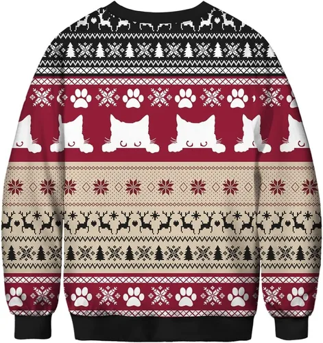 Vista 2 de ALBIZIA sudadera unisex con cuello redondo y estampado de animales, suéter feo de Navidad