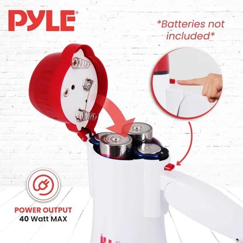 Vista 4 de Pyle PMP40 Megáfono. Altavoz con sirena incorporada, con volumen regulable, rango de hasta 800 yardas. Ideal para fútbol americano, fútbol