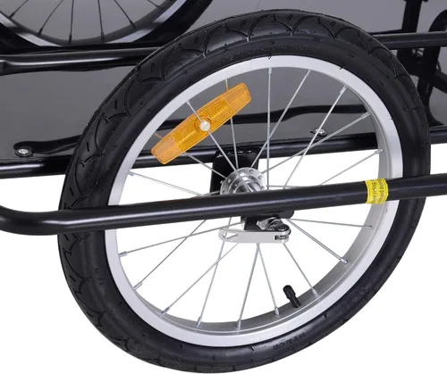 Vista 9 de Aosom Remolque de carga para bicicleta, remolque de bicicleta, carrito de bicicleta de alta resistencia, almacenamiento compacto plegable